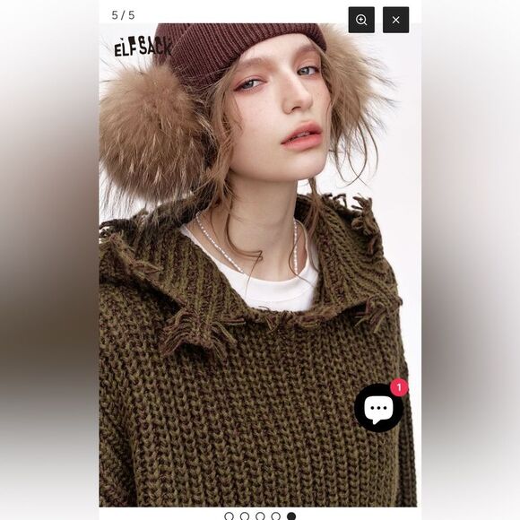 Elf Sack Hooded Sweater Red & Brown Medium - Picture 7 of 7